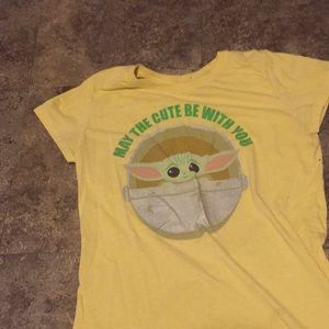Baby yoda shirt that says May the cute be with you